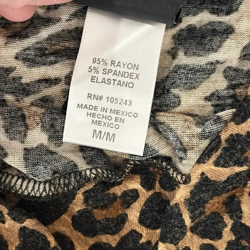Bobeau Women's Gray Maxi Skirt Size Medium Leopard Print Stretchy Brown Black